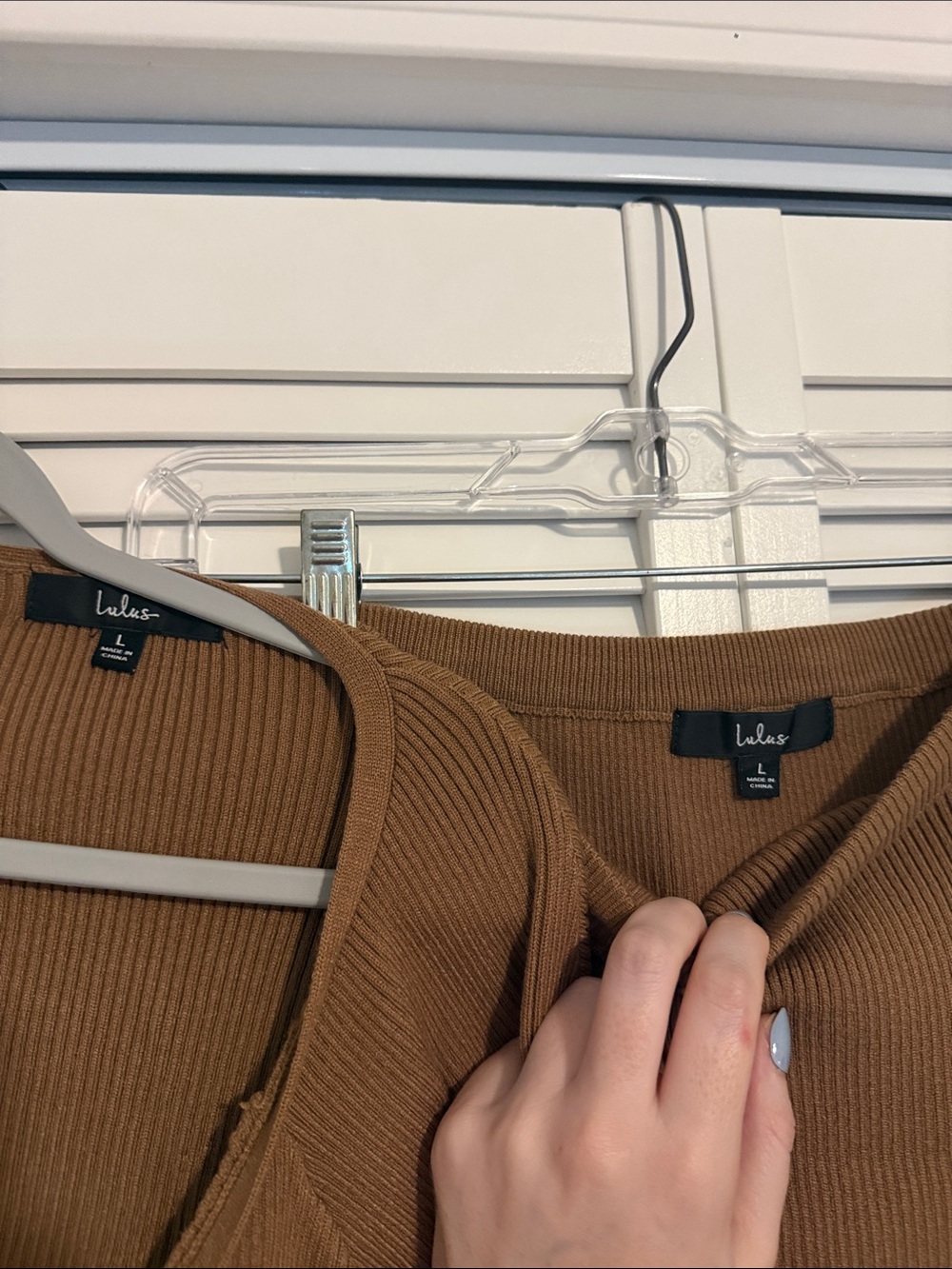 Lulus Brown Ribbed Knit Two-Piece Set - Picture 2 of 5